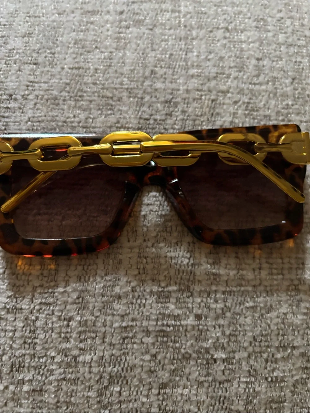 Tortoiseshell Square Sunglasses with Gold Accent - Brown